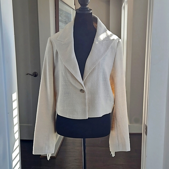 Banana Republic Jackets & Blazers - Banana Republic Jacket, Cream, Size 14 w/ fringes on back of sleeves